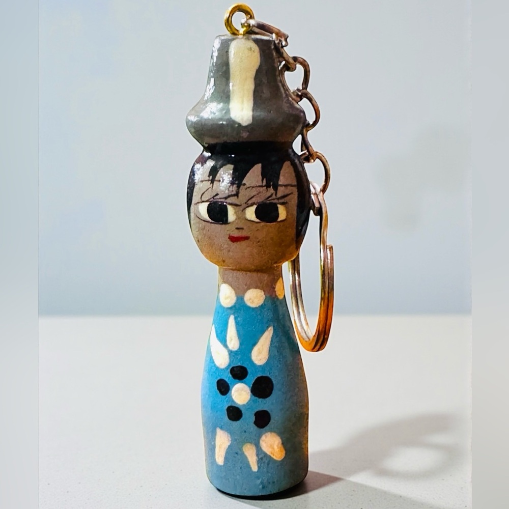 NUBIAN EGYPTIAN Folk Art Doll. Handcrafted Keychain or Purse Charm. New.